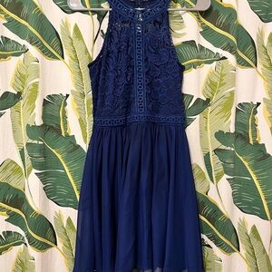 Francesca's Collections Navy Lace Mini Dress